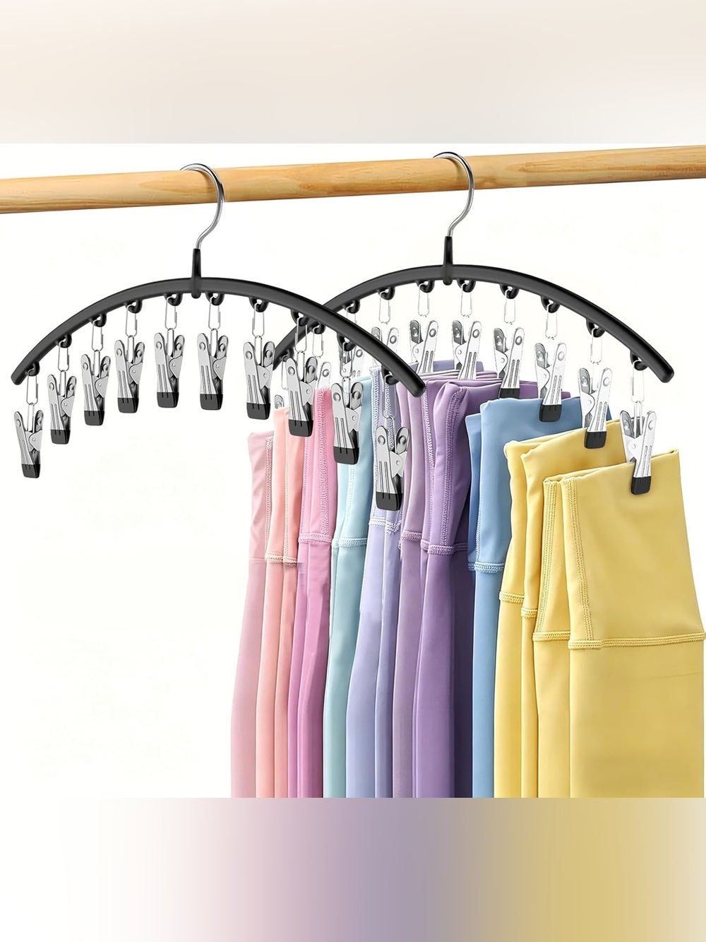 2 pack of Multi-Clip Circular Clip Hanger - Black Hang Leggings, etc